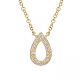 14k gold diamond bubble open pear necklace