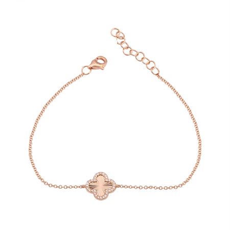 14k yellow gold diamond fluted clover bracelet