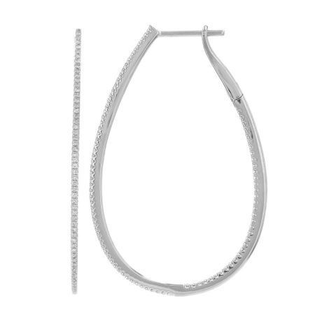 14k gold XL diamond horseshoe hoops