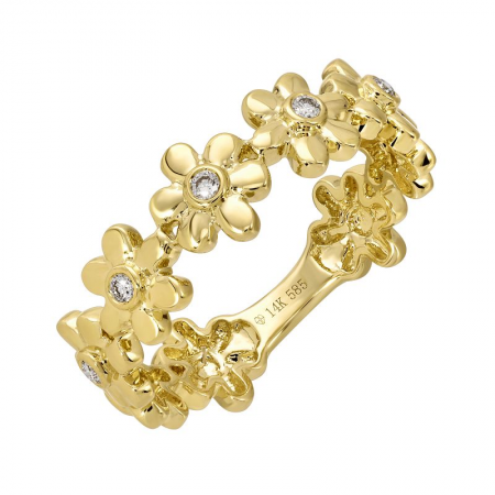 14k yellow gold flower diamond ring