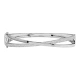 14k gold diamond criss cross bangle