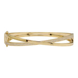 14k gold diamond criss cross bangle