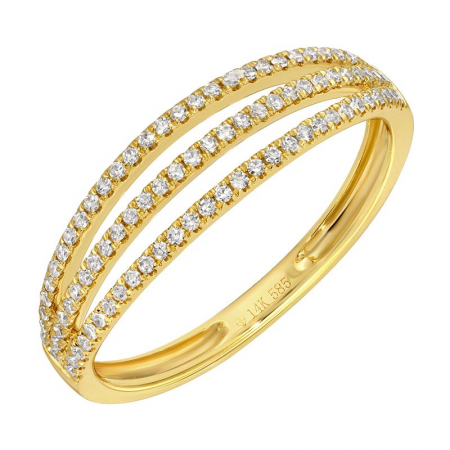 14k gold 3 diamond row ring