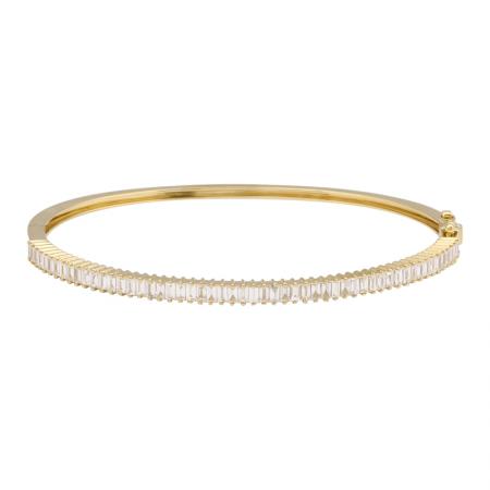 14k gold diamond baguette bangle