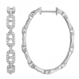 14k gold diamond link hoop earrings