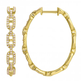 14k gold diamond link hoop earrings