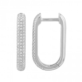 14k gold diamond rectangle huggie