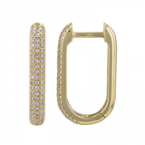 14k gold diamond rectangle huggie