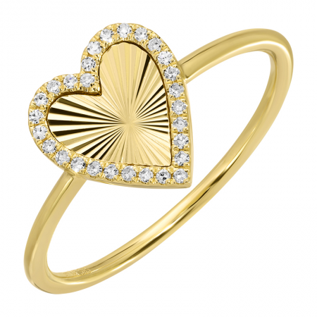 14k yellow gold diamond fluted heart ring