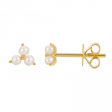 14k yellow gold triple pearl earrings