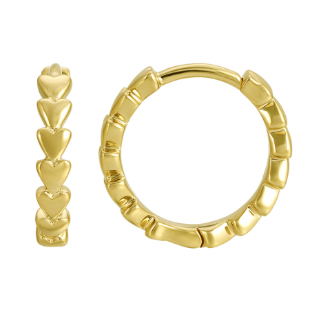 14k yellow gold heart huggies