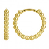 14k yellow gold shot bead huggies