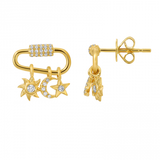 14k yellow gold diamond charm earrings