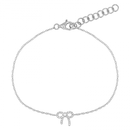 14k gold diamond little bow bracelet