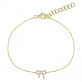 14k gold diamond little bow bracelet