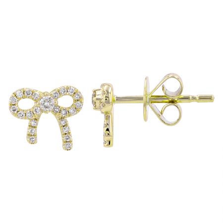 14k gold diamond bow earrings