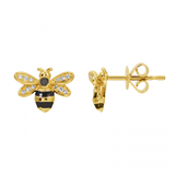 14k yellow gold diamond bumble bee stud earrings