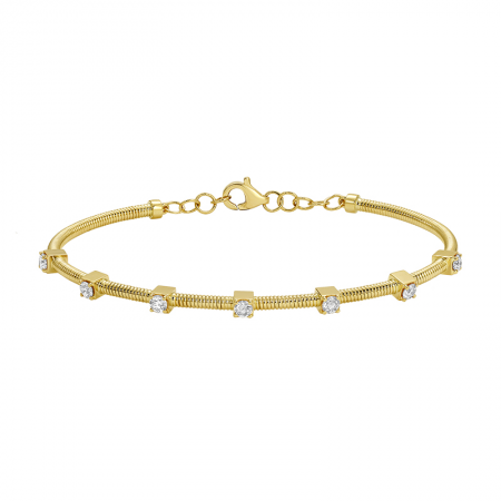 14k yellow gold skinny omega chain diamond bangle