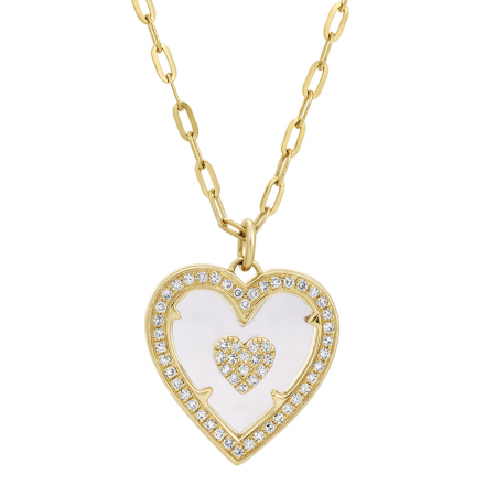 14k yellow gold sapphire crystal heart necklace