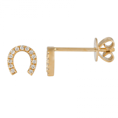 14k gold diamond horseshoe post earrings