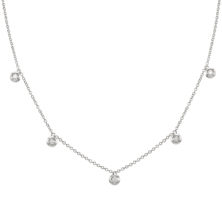 14k gold diamond bezel drop necklace