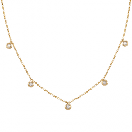 14k gold diamond bezel drop necklace