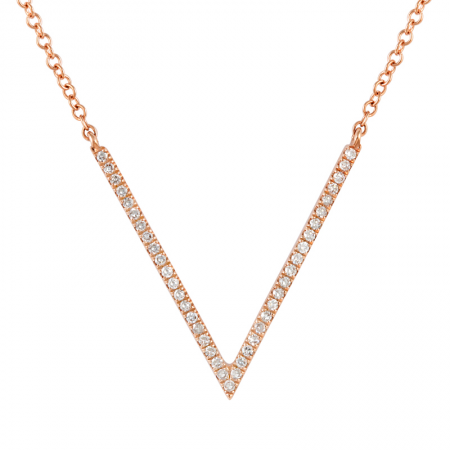 14k gold diamond large v dip necklace