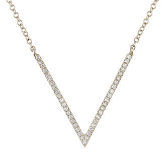 14k gold diamond large v dip necklace