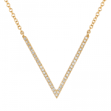 14k gold diamond large v dip necklace