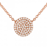 14k gold diamond medium circle disk necklace