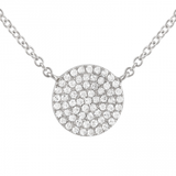 14k gold diamond medium circle disk necklace