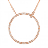 14k gold diamond large open circle necklace with diamond jumpring