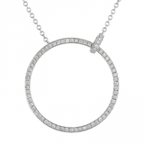 14k gold diamond large open circle necklace with diamond jumpring