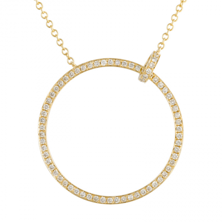 14k gold diamond large open circle necklace with diamond jumpring