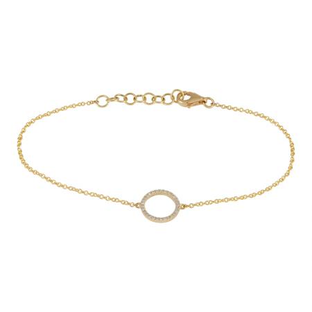 14k gold diamond open circle bracelet