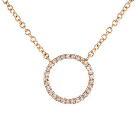 14k gold diamond open circle necklace