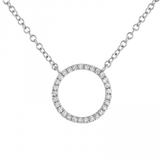 14k gold diamond open circle necklace