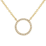 14k gold diamond open circle necklace