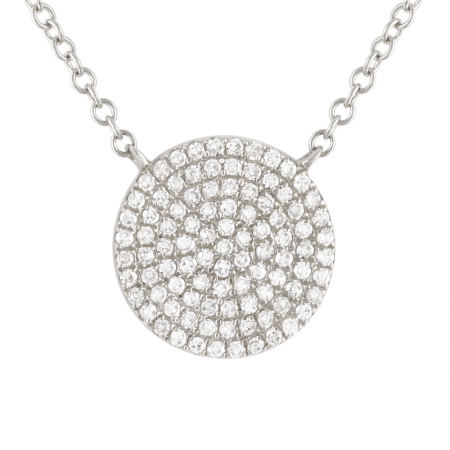 14k large circle disk necklace