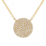 14k large circle disk necklace