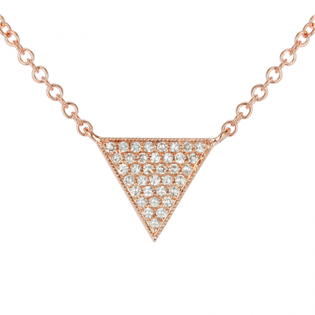 14k Gold Diamond Triangle Necklace