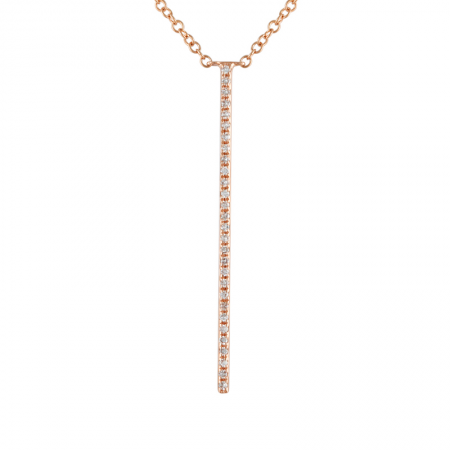 14k gold diamond single row vertical bar necklace