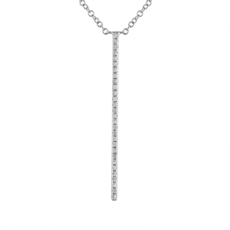 14k gold diamond single row vertical bar necklace