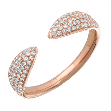 14k gold diamond open bubble claw ring