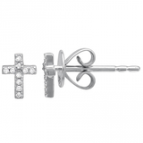 14k gold diamond cross post earrings