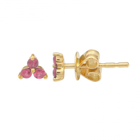 14k gold pink sapphire cluster studs