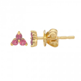 14k gold pink sapphire cluster studs