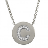 14k gold diamond initial disk necklace