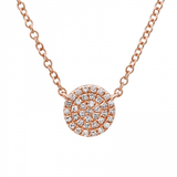 14k gold diamond circle disk necklace