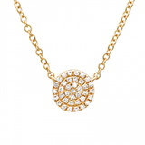 14k gold diamond circle disk necklace